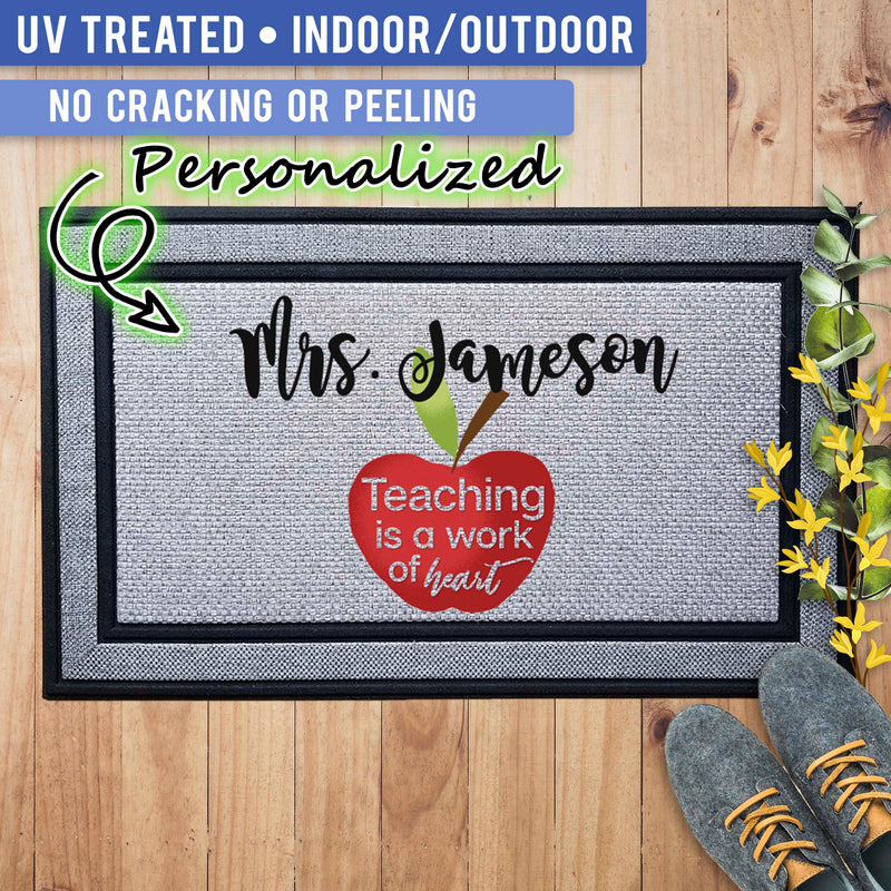 Personalized Teaching is a Work of Heart Classroom Indoor/Outdoor Door Mat