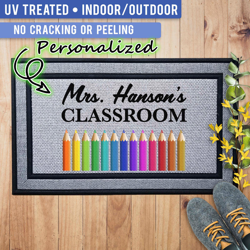 Personalized Teacher Colored Pencils Classroom Indoor/Outdoor Door Mat