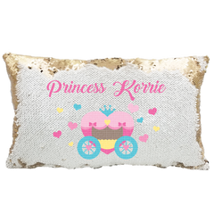 Handmade Personalized Princess Carriage Rectangle Sequin Pillow Case