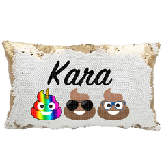 Handmade Personalized Poop Styles Rectangle Reversible Sequin Pillow Case