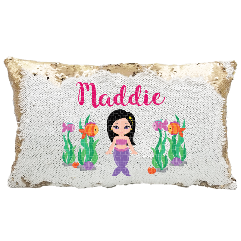 Handmade Personalized Mermaids Underwater Rectangle Sequin Pillow Case