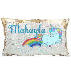 Handmade Personalized Rainbow Unicorn Rectangle Sequin Pillow Case