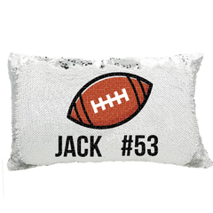 Handmade Personalized Football Number Rectangle Reversible Sequin Pillow Case