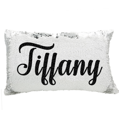 Handmade Personalized Script Custom Name Rectangle Sequin Pillow Case