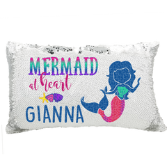Handmade Personalized Mermaid At Heart Rectangle Reversible Sequin Pillow Case