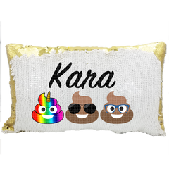 Handmade Personalized Poop Styles Rectangle Reversible Sequin Pillow Case