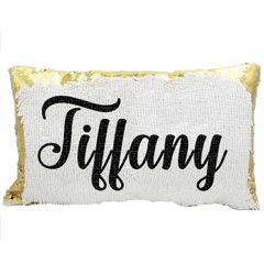 Handmade Personalized Script Custom Name Rectangle Sequin Pillow Case