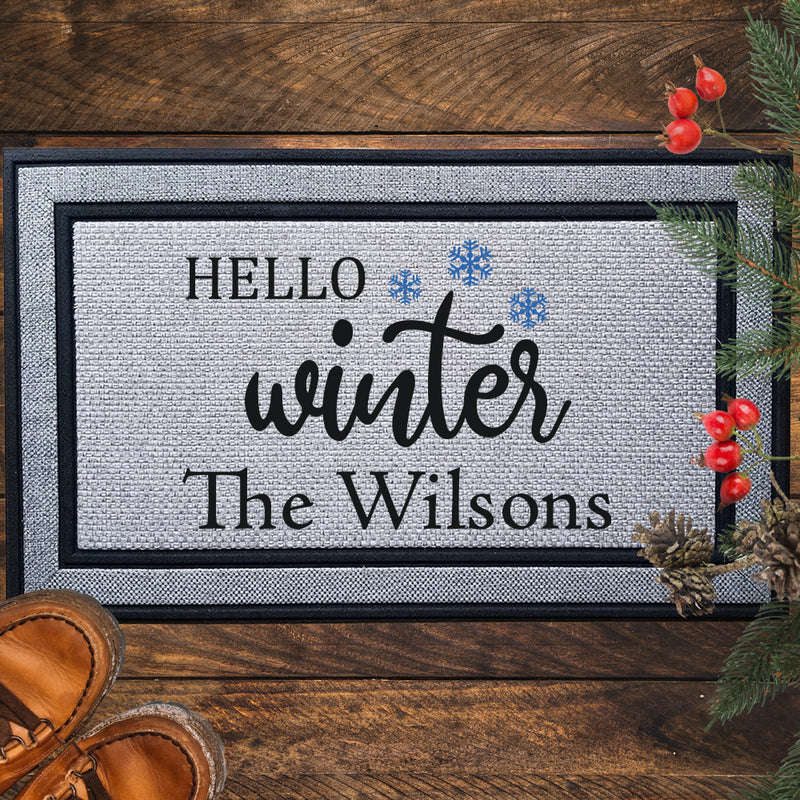 Personalized Hello Winter Snowflake Indoor/Outdoor Door Mat