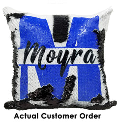 Handmade Personalized Monogram Initial Reversible Sequin Pillow Case