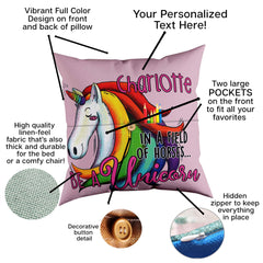 Be A Unicorn Quote Personalized Throw Pillow with Pockets