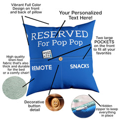 Reserved For Dad Design Personalized Throw Pillow with Pockets