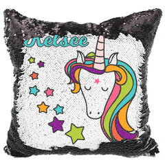 Handmade Personalized Unicorn Stars Sequin Pillow Case