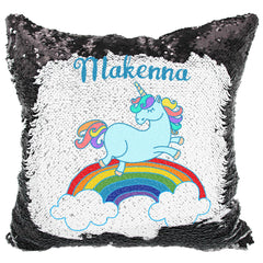 Handmade Personalized Rainbow Unicorn Sequin Pillow Case