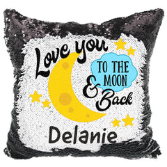 Handmade Personalized To The Moon Reversible Sequin Pillow Case