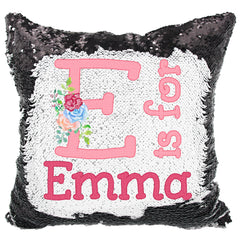 Handmade Personalized Alphabet Style Reversible Sequin Pillow Case