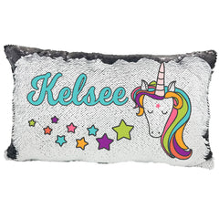 Handmade Personalized Stars Unicorn Rectangle Sequin Pillow Case