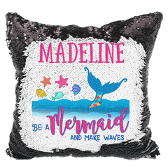 Handmade Personalized Be A Mermaid Reversible Sequin Pillow Case