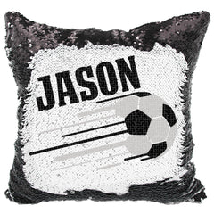 Handmade Personalized Soccer Reversible Sequin Pillow Case