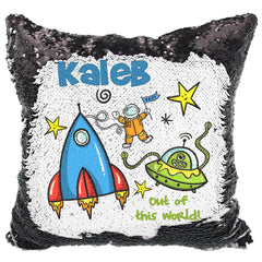 Handmade Personalized Space Explorer Reversible Sequin Pillow Case