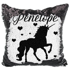 Handmade Personalized Silhouette Unicorn Sequin Pillow Case