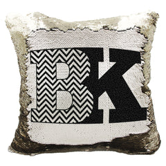 Handmade Personalized Block Letter Initials Name Sequin Pillow Case
