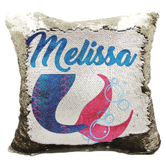 Handmade Personalized Mermaid Tail Reversible Sequin Pillow Case