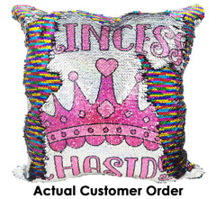 Handmade Personalized Princess Crown Sequin Pillow Case