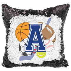 Handmade Personalized Sports Theme Reversible Sequin Pillow Case