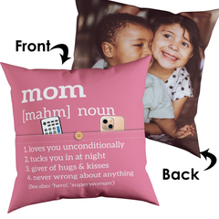 Definition of Mom Personalized Throw Pillow with Pockets