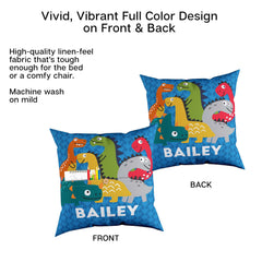 Dinosaur Friends Personalized Throw Pillow with Pockets