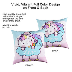 Sleepy Unicorn Personalized Throw Pillow with Pockets