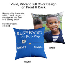 Reserved For Dad Design Personalized Throw Pillow with Pockets