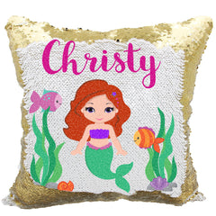 Handmade Personalized Mermaids Underwater Sequin Pillow Case