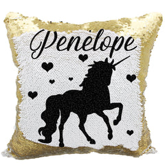 Handmade Personalized Silhouette Unicorn Sequin Pillow Case
