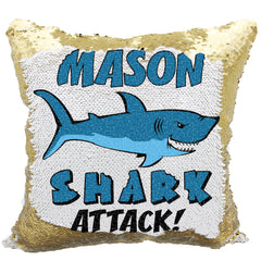 Handmade Personalized Shark Bite Reversible Sequin Pillow Case