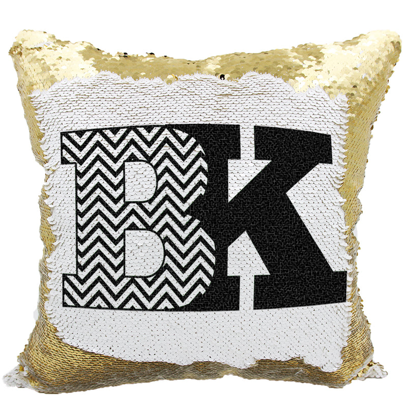 Handmade Personalized Block Letter Initials Name Sequin Pillow Case