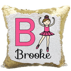 Handmade Personalized Ballet Dancer Reversible Sequin Pillow Case