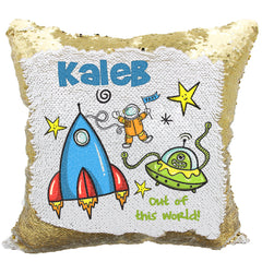 Handmade Personalized Space Explorer Reversible Sequin Pillow Case