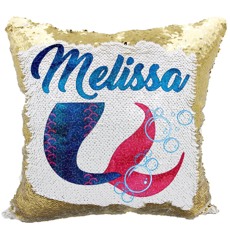 Handmade Personalized Mermaid Tail Reversible Sequin Pillow Case