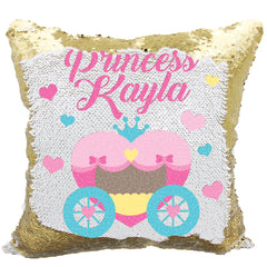 Handmade Personalized Princess Carriage Sequin Pillow Case