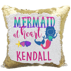 Handmade Personalized Mermaid At Heart Reversible Sequin Pillow Case