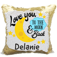 Handmade Personalized To The Moon Reversible Sequin Pillow Case