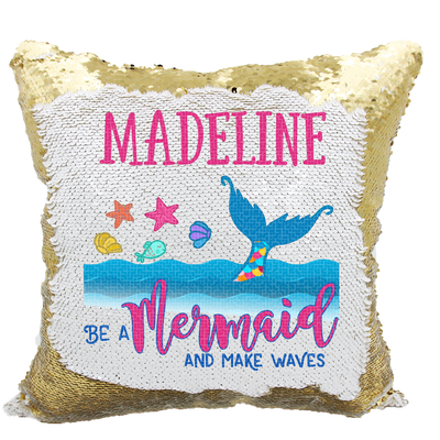 Handmade Personalized Be A Mermaid Reversible Sequin Pillow Case