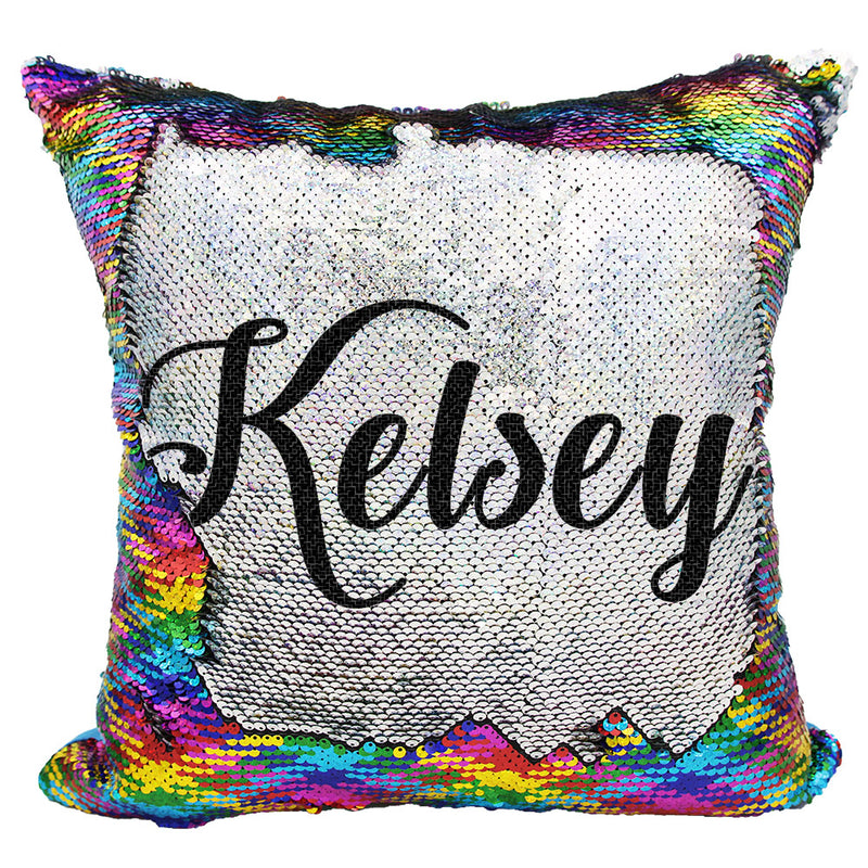 Handmade Personalized Script Custom Name Sequin Pillow Case