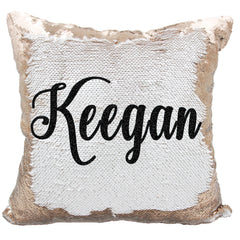 Handmade Personalized Script Custom Name Sequin Pillow Case