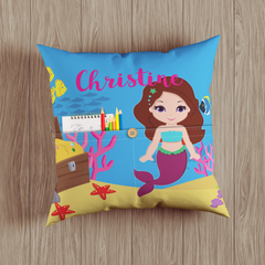 Mermaid Girl Personalized Throw Pillow with Pockets