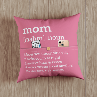 Definition of Mom Personalized Throw Pillow with Pockets