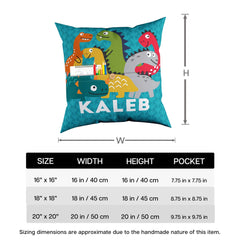 Dinosaur Friends Personalized Throw Pillow with Pockets