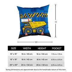 Construction Machines Personalized Throw Pillow with Pockets