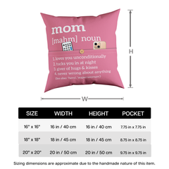 Definition of Mom Personalized Throw Pillow with Pockets